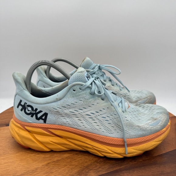 Hoka One One Shoes - Hoka One One Clifton 8 Shoes Women's 10.5 Aqua Blue Running Athletic Sneakers
